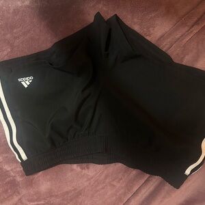 Adidas Black Shorts with White Stripes